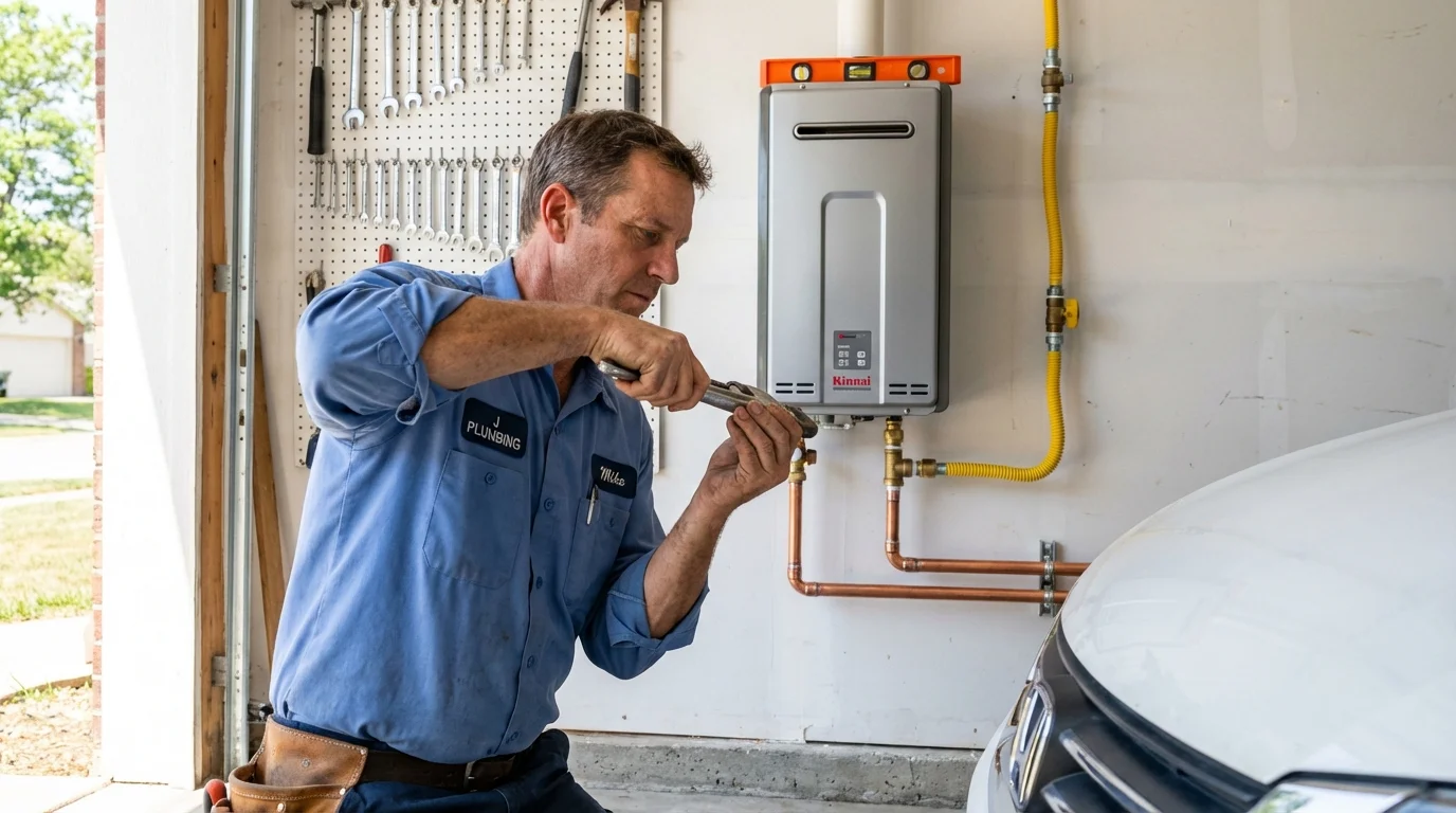 Tankless water heater installation by a Johns Plumbing LLC plumber in Eden